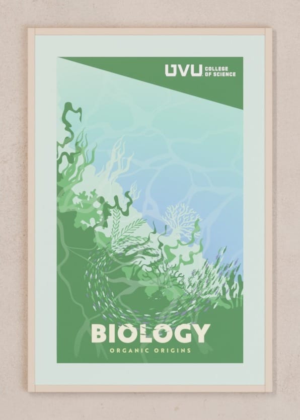 The Biology poster, framed, shown head-on.