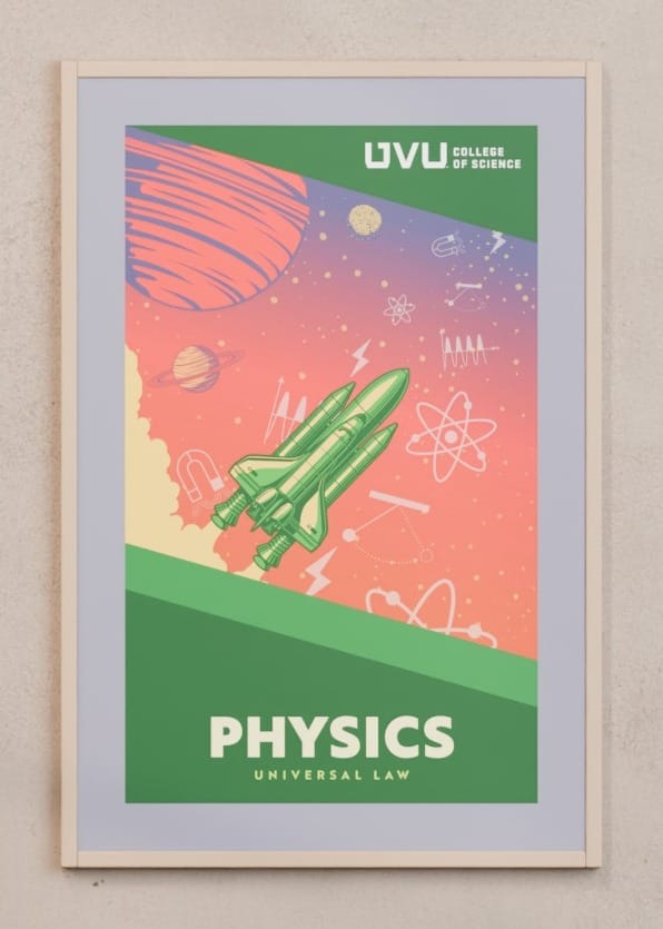 The Physics poster, framed, shown head-on.